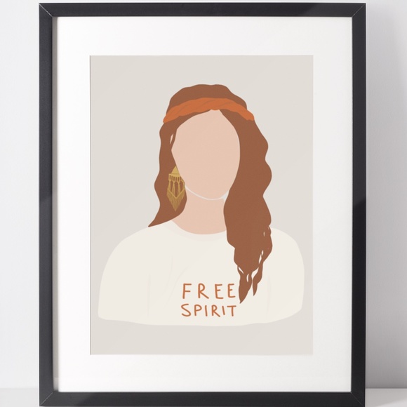 Wall Art Abstract Bohemian Woman Print Illustration Unframed